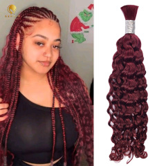 Water Wave 99J# Bulk Braiding Human Hair Wet And Wavy Human Braiding Hair Bulk No Weft