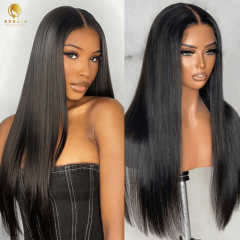 Pre-plucked glueless Lace Front Straight Upgrade HD Lace Natural Black Human Hair Wig Beginner-Friendly