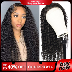 Glueless Deep Wave 13x4 Lace Wig Curly Natural Black Human Hair Wigs
