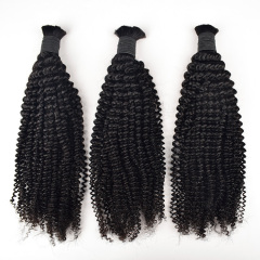 Kinky Curly Natural Black No Weft Braiding Hair 100% Human Hair Bulk Hair For Braiding