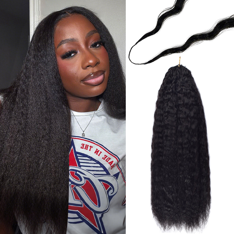 #1b Kinky Straight 100% Crochet human hair For Braiding