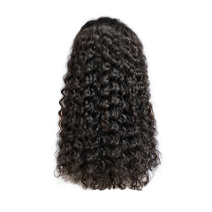 Loose deep wave Lace Closure Wig Real Human Hair Glueless Wigs Natural Black Color