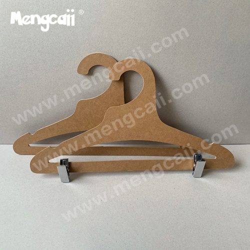 Custom clothing paper clip FSC Cardboard hangers with single iron clip pants rack