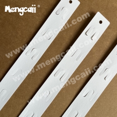 Mengcaii eco-friendly paper hanging strips are made from extra-hard paper, are recyclable and biodegradable, and replace plastic hanging strips for supermarket snacks, toys, and other goods.
