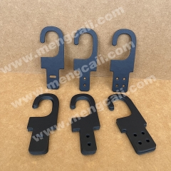 Paper hooks made of black cardstock are recyclable and biodegradable, suitable for displaying belts, hats, and clothing.