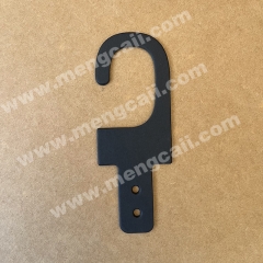 Paper hooks made of black cardstock are recyclable and biodegradable, suitable for displaying belts, hats, and clothing.