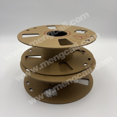 Custom-manufactured eco-friendly paper spools for 3D printing filament—cardboard reels and paper-based flanged spools for winding wire and cable.