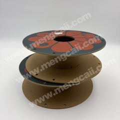 Custom-manufactured eco-friendly paper spools for 3D printing filament—cardboard reels and paper-based flanged spools for winding wire and cable.