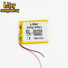3.7V 1000mAh 383759 BIHUADE  Lithium Polymer Li-Po Rechargeable Battery power For Mp3 MP4 MP5 DVD PAD electronic device