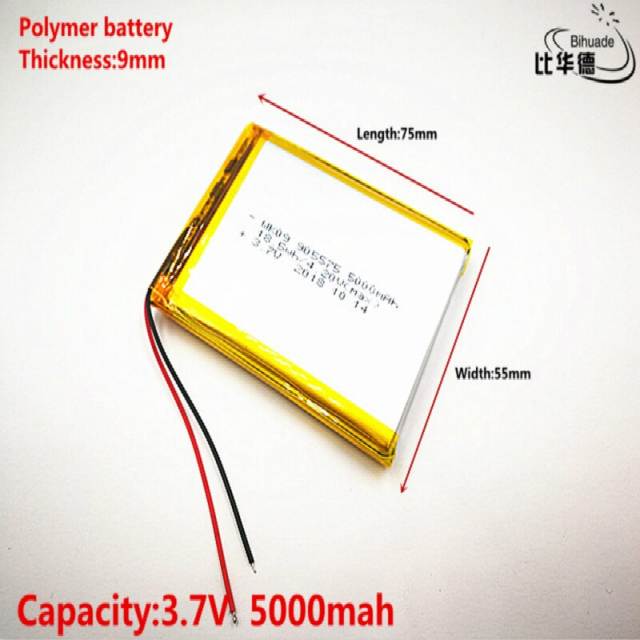 3.7V,5000mAH 905575 BIHUADE Polymer lithium ion / Li-ion battery for tablet pc BANK,GPS,mp3,mp4