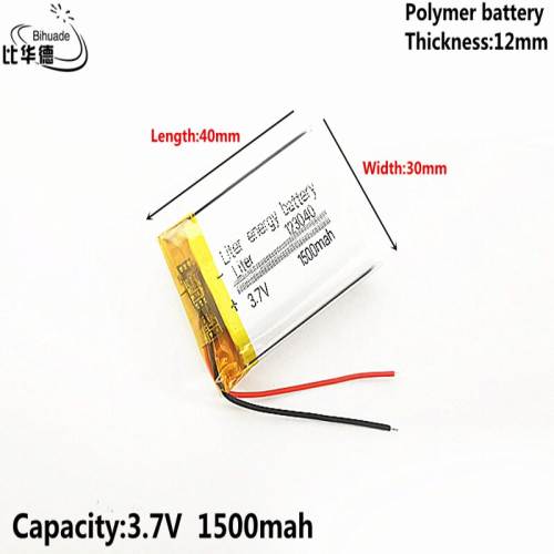 3.7V,1500mAH,123040 BIHUADE Polymer lithium ion / Li-ion battery for TOY,POWER BANK,GPS,mp3,mp4,cell phone,speaker