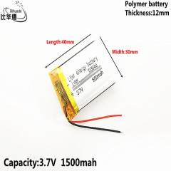 3.7V,1500mAH,123040 BIHUADE Polymer lithium ion / Li-ion battery for TOY,POWER BANK,GPS,mp3,mp4,cell phone,speaker