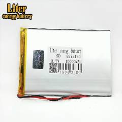 3.7V lithium polymer battery 8873130 10000mAh Rechargeable Li-ion Cell For Tablet DVD  MID PDA  Liter energy battery