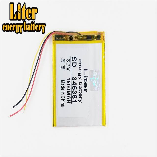 3 line 3.7V 1500mAh 345361 Liter energy battery Lithium Polymer LiPo Rechargeable Battery ion cells For DIY PAD E-book bluetooth heads