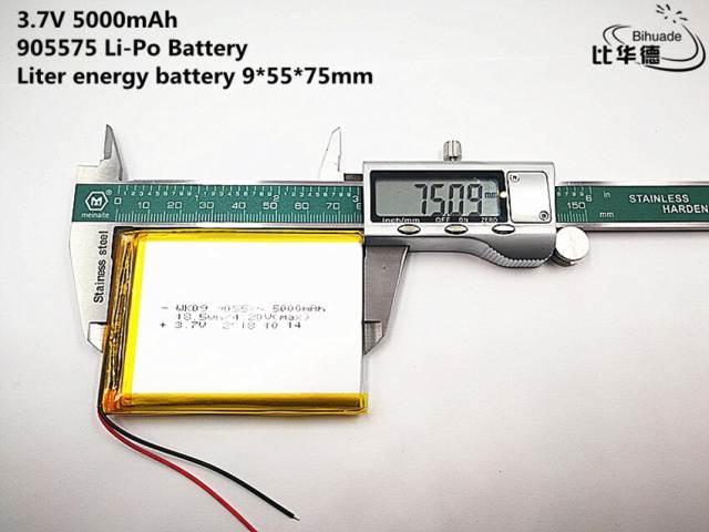 3.7V,5000mAH 905575 BIHUADE Polymer lithium ion / Li-ion battery for tablet pc BANK,GPS,mp3,mp4