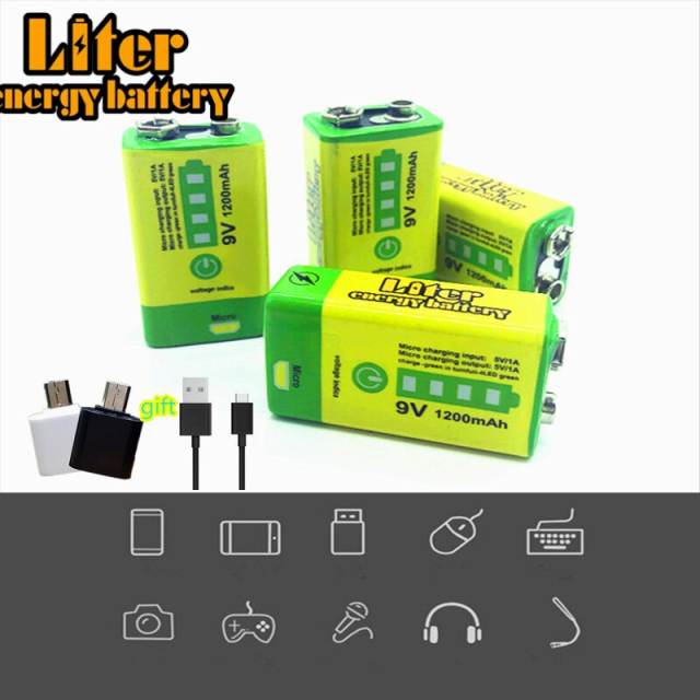 USB Battery 9V 1200mAh  Liter energy battery Li-polymer Rechargeable   lithium battery for Toy Remote Control Bank power