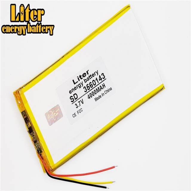 3 line 3.7V,4000mAH 3560143 Liter energy battery polymer lithium ion battery Li-ion battery for tablet pc