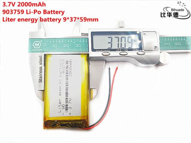 3.7V,2000mAH 903759 Liter energy battery Polymer lithium ion / Li-ion battery for tablet pc BANK,GPS,mp3,mp4