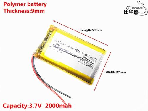 3.7V,2000mAH 903759 Liter energy battery Polymer lithium ion / Li-ion battery for tablet pc BANK,GPS,mp3,mp4