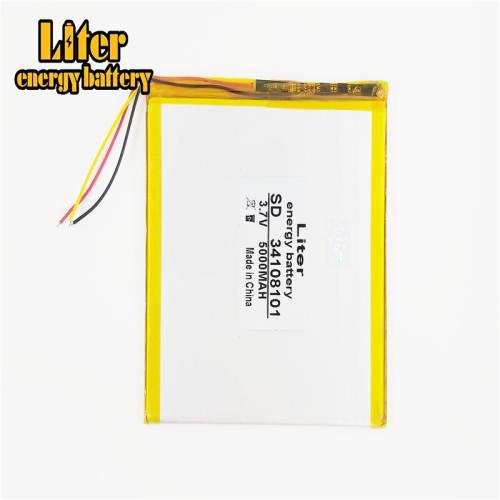 3 line 3.7V 34108101 5000mah Liter energy battery Polymer lithiumion Battery With High Quality Li-ion Tablet pc battery For7,8,9 inch tablet