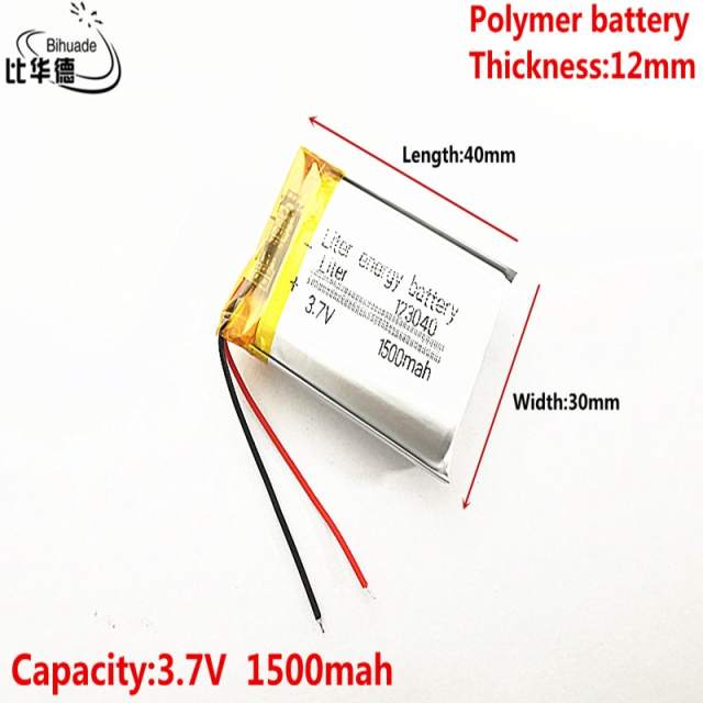 3.7V,1500mAH,123040 BIHUADE Polymer lithium ion / Li-ion battery for TOY,POWER BANK,GPS,mp3,mp4,cell phone,speaker