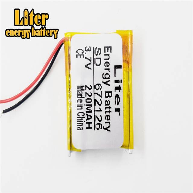 3.7V 220mAh 672126 BIHUADE Li-polymer Rechargeable Battery for Mp3 Bluetooth headset speaker video recorder wireless mouse