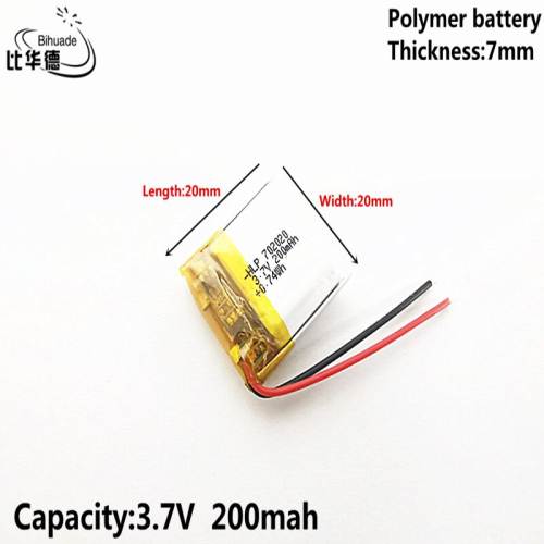 Liter energy battery 3.7V,200mAH,702020 Polymer lithium ion / Li-ion battery for TOY,POWER BANK,GPS,mp3,mp4,cell phone,speaker