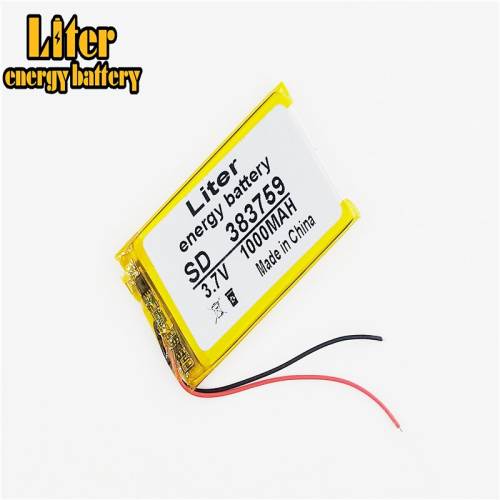 3.7V 1000mAh 383759 BIHUADE  Lithium Polymer Li-Po Rechargeable Battery power For Mp3 MP4 MP5 DVD PAD electronic device