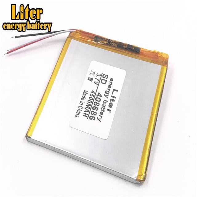 3 wire 3.7V 4500mAH 408686  Liter energy battery Polymer lithium ion / Li-ion battery for tablet pc