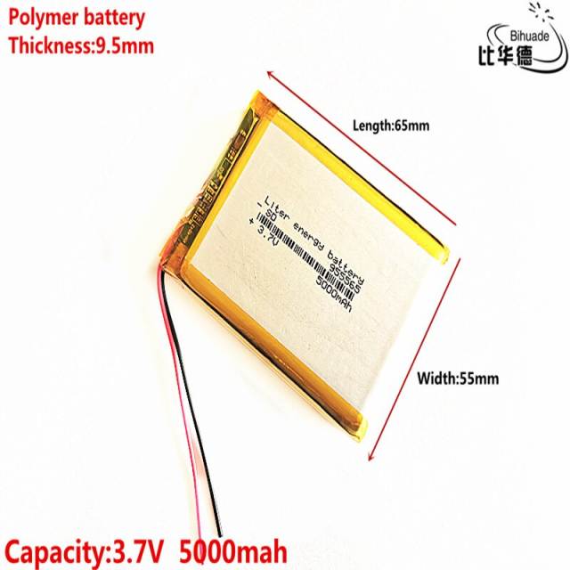 3.7V,5000mAH,955565 Liter energy battery  Polymer lithium ion / Li-ion battery for TOY,POWER BANK,GPS,mp3,mp4