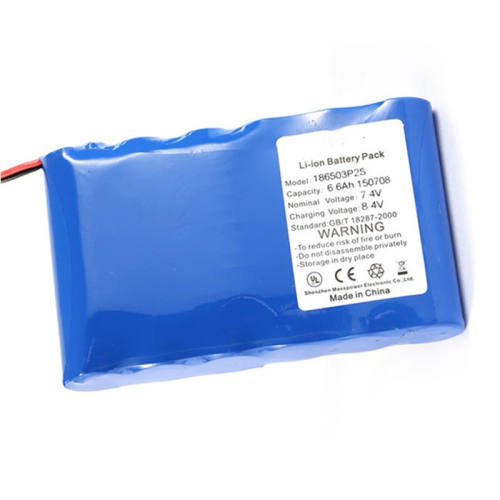 Small battery pack 7.4v 6600mah 2s2p lithium 18650 packs