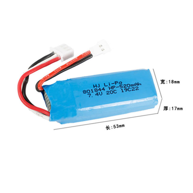 7.4V 2S 520mAh 801844 Lipo Battery for WLtoys K969 K989 K999 P929 P939 A202 A212 A222 A232 A242 A252 RC Cars Battery for XKA600