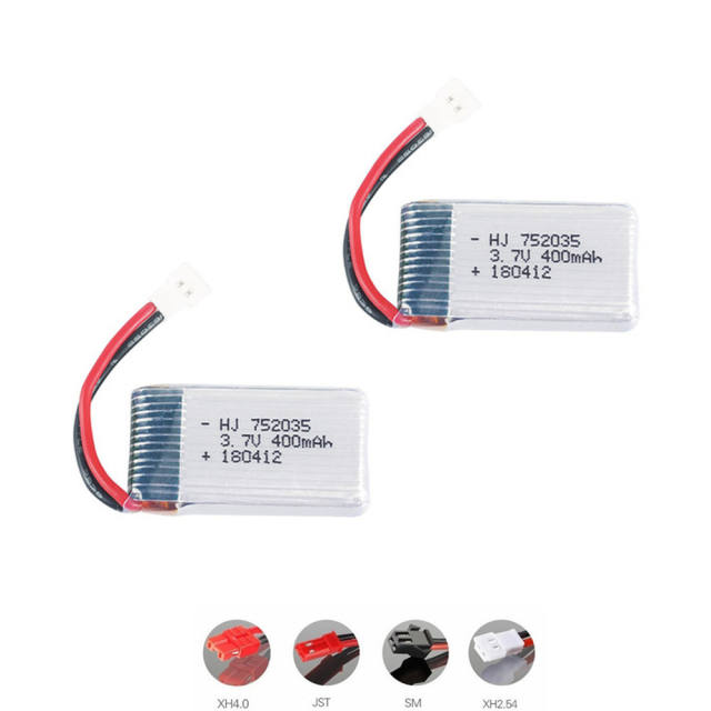 1/Pack 3.7V 400mAh 35C Lipo Battery for X4 H107 H31 KY101 E33C E33 U816A V252 H6C RC Quadcopter Drones Spare Part 752035