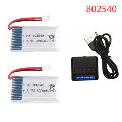 3.7V 600mAh 802540 for Syma X5SW X5C X5 QX80 Helicopter 1S Lipo battery + DC 5V 1S RC LIPO Battery Compact Balance Charger