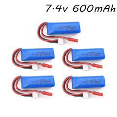 7.4V 600mAh 20c Lipo Battery and Charger Set for WLtoys K969 K979 K989 K999 P929 P939 RC Car Spare Parts 2s 7.4v 601844 Battery