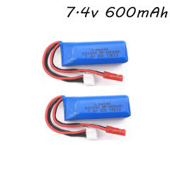 7.4V 600mAh 20c Lipo Battery and Charger Set for WLtoys K969 K979 K989 K999 P929 P939 RC Car Spare Parts 2s 7.4v 601844 Battery