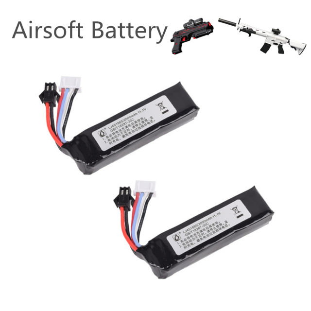 2PCS 11.1v 2000mah 451865 Lipo Battery for Electric Water Guns Battery RC Helicopter 3S Lithium Polymer Battery SM-2P Plug