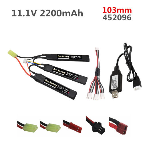 11.1V 2200mAh 40C 452096 Lipo Battery Split connection For Airsoft BB Air Pistol Electric Toys RC Parts