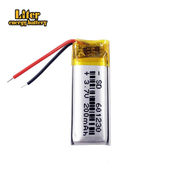 200mah 3.7V 601230 Liter energy battery smart home MP3 speakers Li-ion battery for GPS,mp3,mp4,cell phone,speak