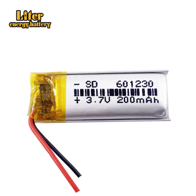 200mah 3.7V 601230 Liter energy battery smart home MP3 speakers Li-ion battery for GPS,mp3,mp4,cell phone,speak