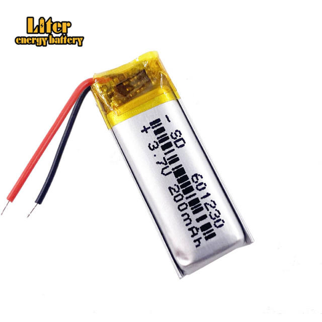 200mah 3.7V 601230 Liter energy battery smart home MP3 speakers Li-ion battery for GPS,mp3,mp4,cell phone,speak