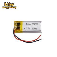 3.7V 60mAh 351025 Liter energy battery Small Polymer Lithium Rechargeable Battery for Headset Hearing Aids Sensor Lights