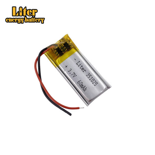 3.7V 60mAh 351025 Liter energy battery Small Polymer Lithium Rechargeable Battery for Headset Hearing Aids Sensor Lights