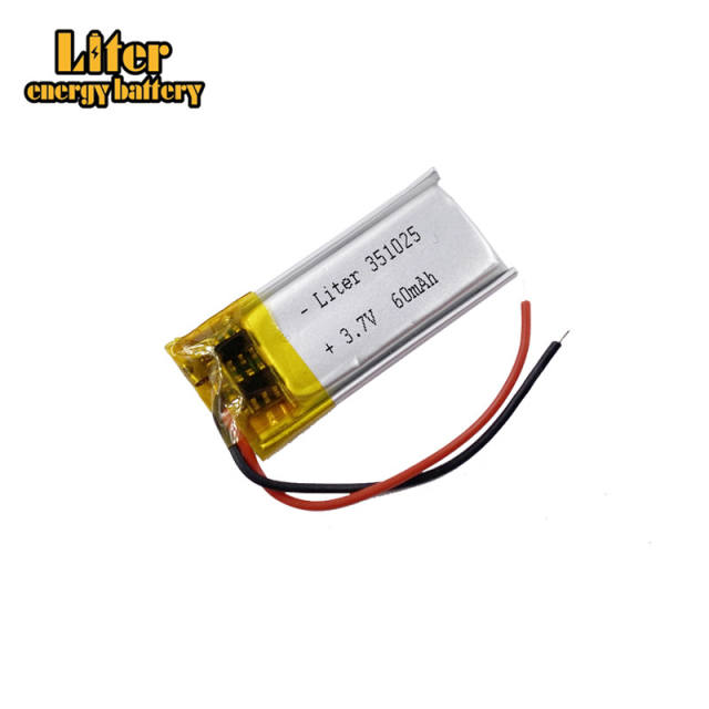 3.7V 60mAh 351025 Liter energy battery Small Polymer Lithium Rechargeable Battery for Headset Hearing Aids Sensor Lights