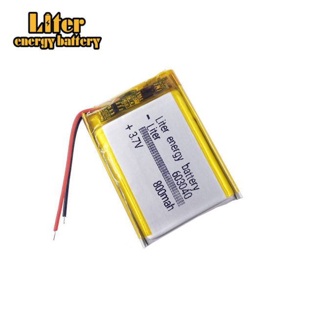 3.7V 603040 800mah Lithium Polymer Rechargeable Battery For MP3 MP4 MP5 GPS bluetooth headset LED Lamps Smart watch