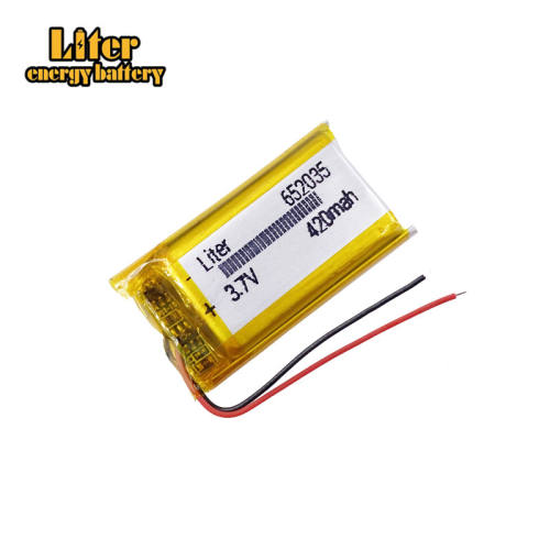 3.7v 652035 420mAh li ion polymer Rechargeable Battery For DVR GPS Car Tachograph Bluetooth headphone Battery