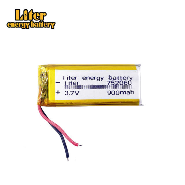 3.7V 752060 900mah Liter energy battery lithium polymer rechargeable battery MP3/4/5 Bluetooth interphone battery monitor