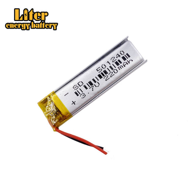 3.7V 501240 220mah Liter energy battery Lithium Polymer Rechargeable Battery For GPS Bluetooth headset speaker Reading pen