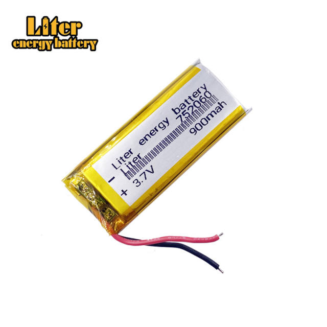 3.7V 752060 900mah Liter energy battery lithium polymer rechargeable battery MP3/4/5 Bluetooth interphone battery monitor