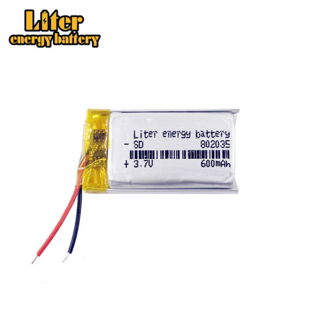 802035 3.7v 600mah lithium polymer battery 3 7V Liter energy battery for dvd GPS navigation